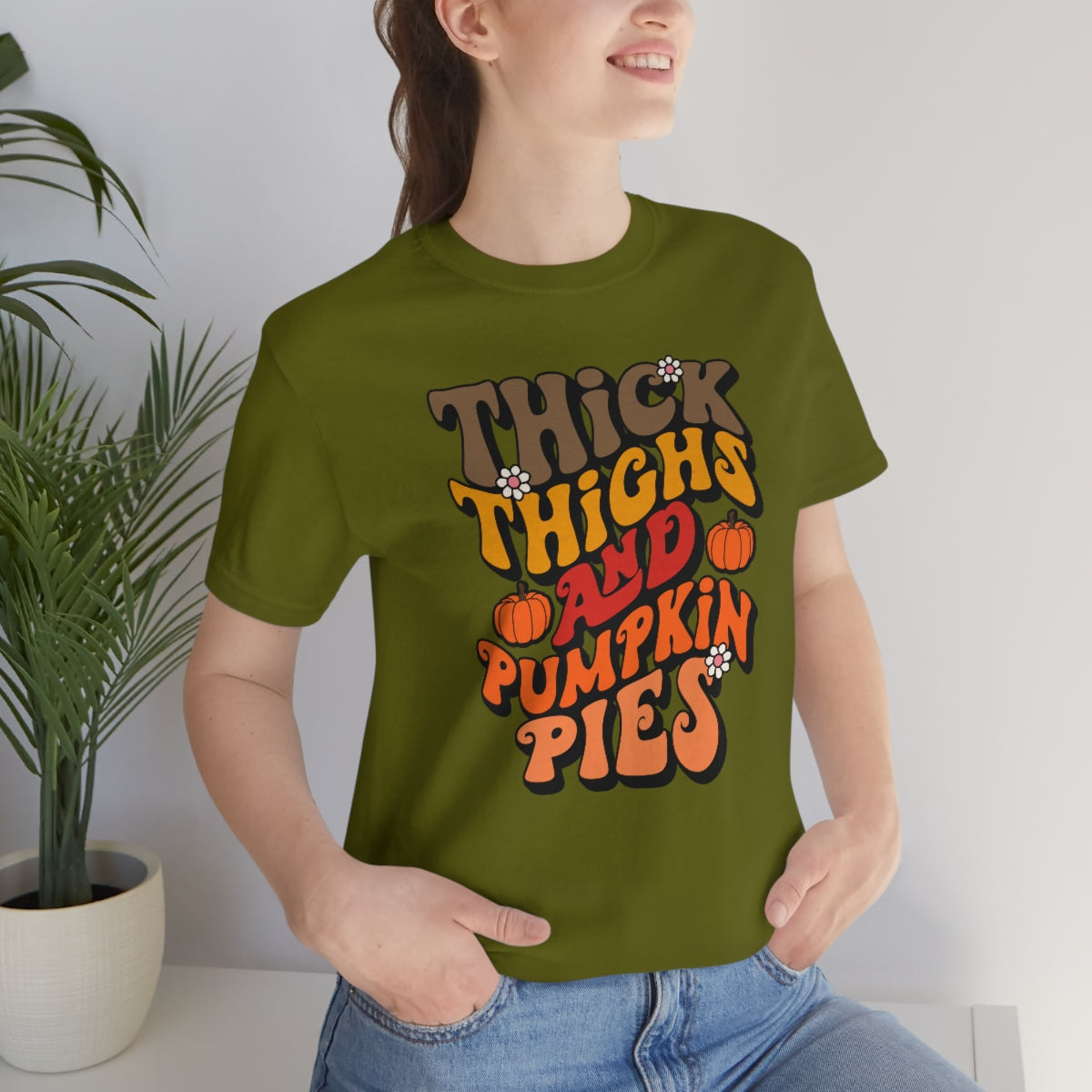 Thick Thighs Pumpkin Pies Unisex Jersey Short Sleeve Tee