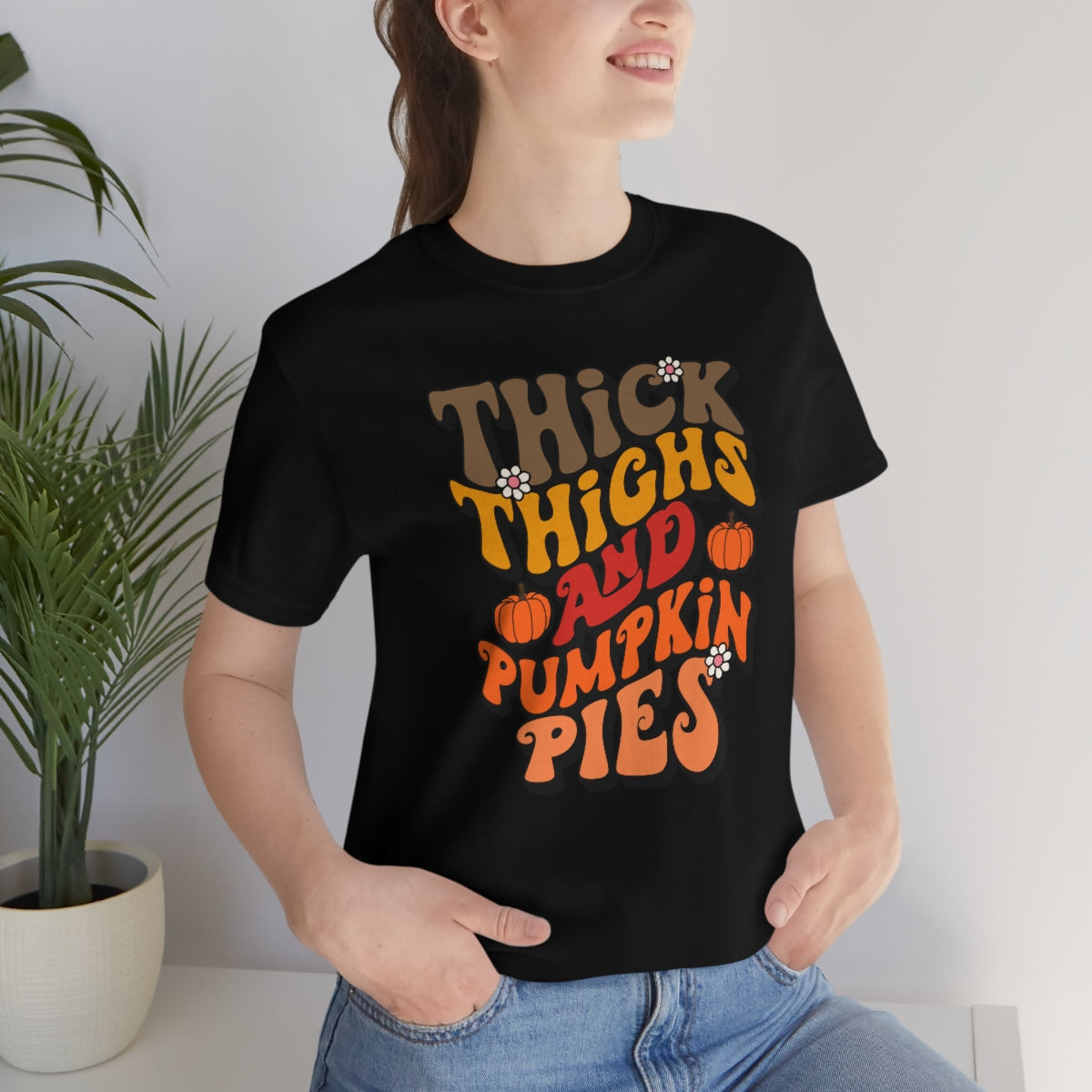 Thick Thighs Pumpkin Pies Unisex Jersey Short Sleeve Tee