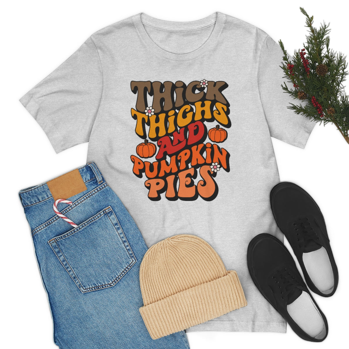 Thick Thighs Pumpkin Pies Unisex Jersey Short Sleeve Tee