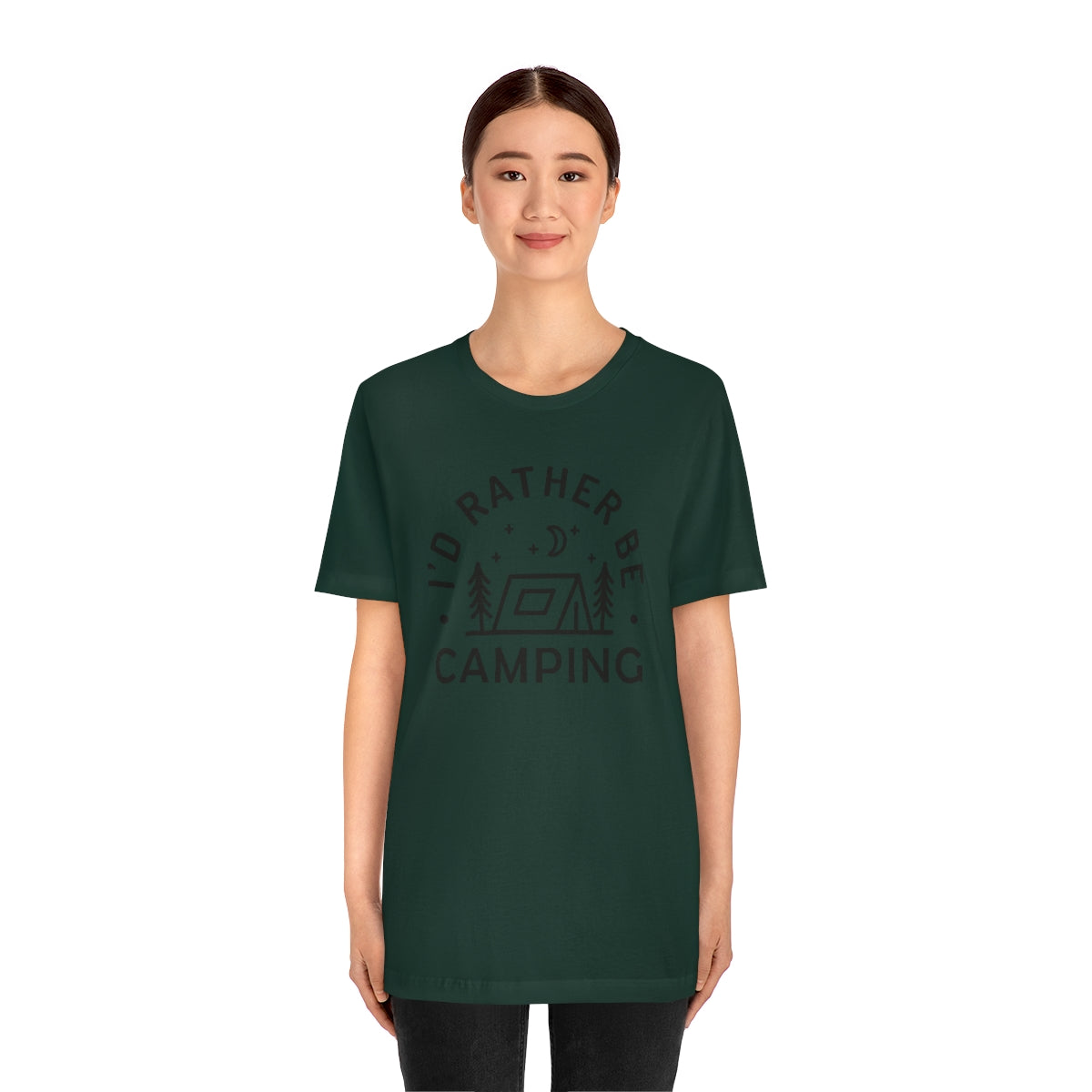 I'd Rather Be Camping Unisex Jersey Short Sleeve Tee