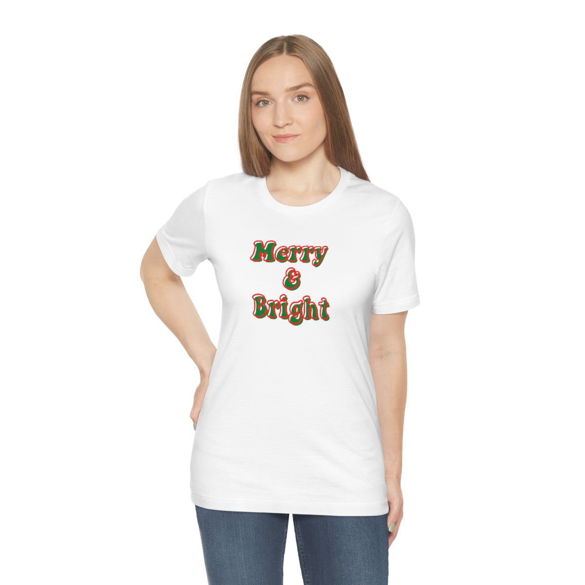 Merry and Bright Christmas Tee, Women's Christmas Shirt, Christmas Shirt for Her, Cute Xmas Gift for Her, Women's Christmas Shirt