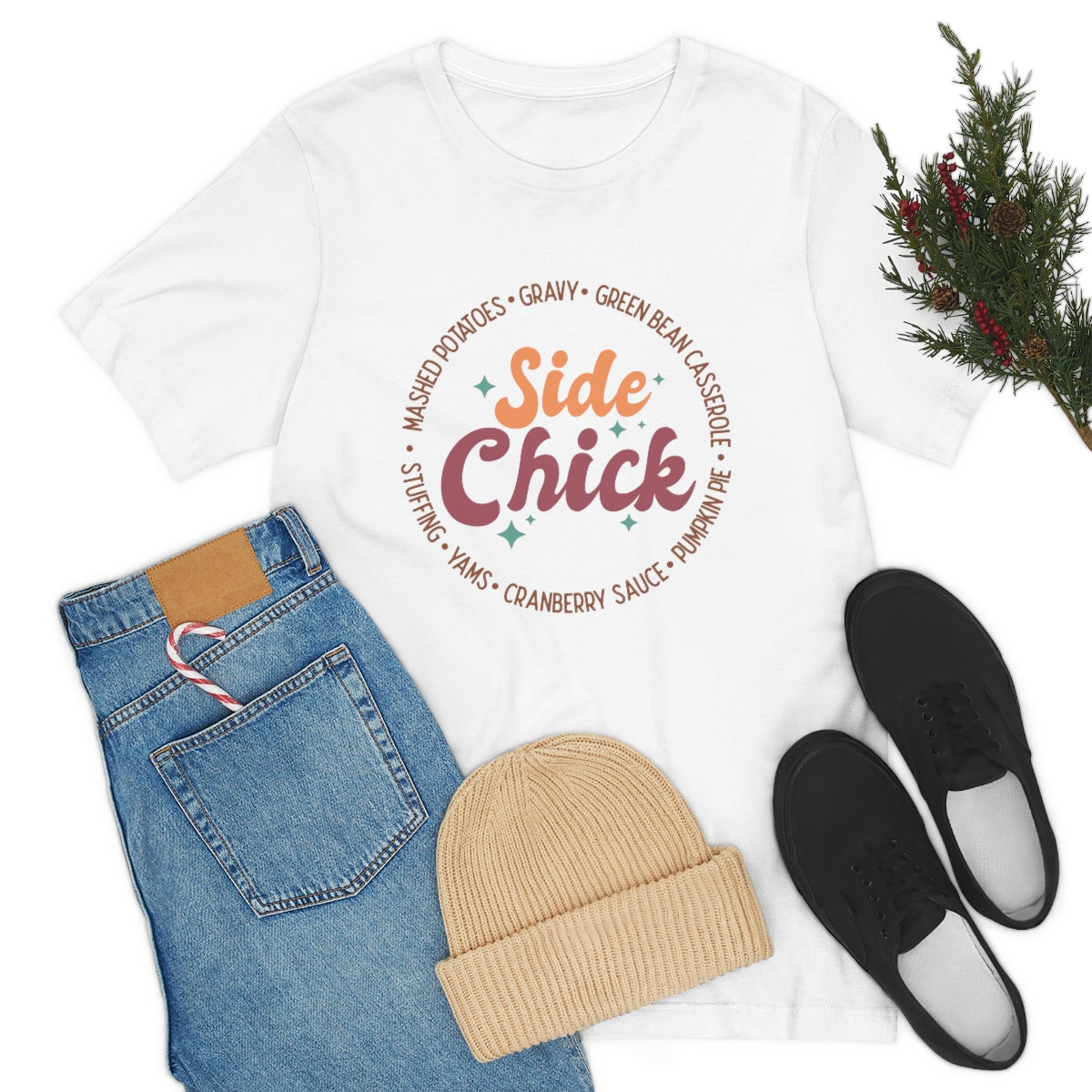 Side Chick Thanksgiving Unisex Jersey Short Sleeve Tee