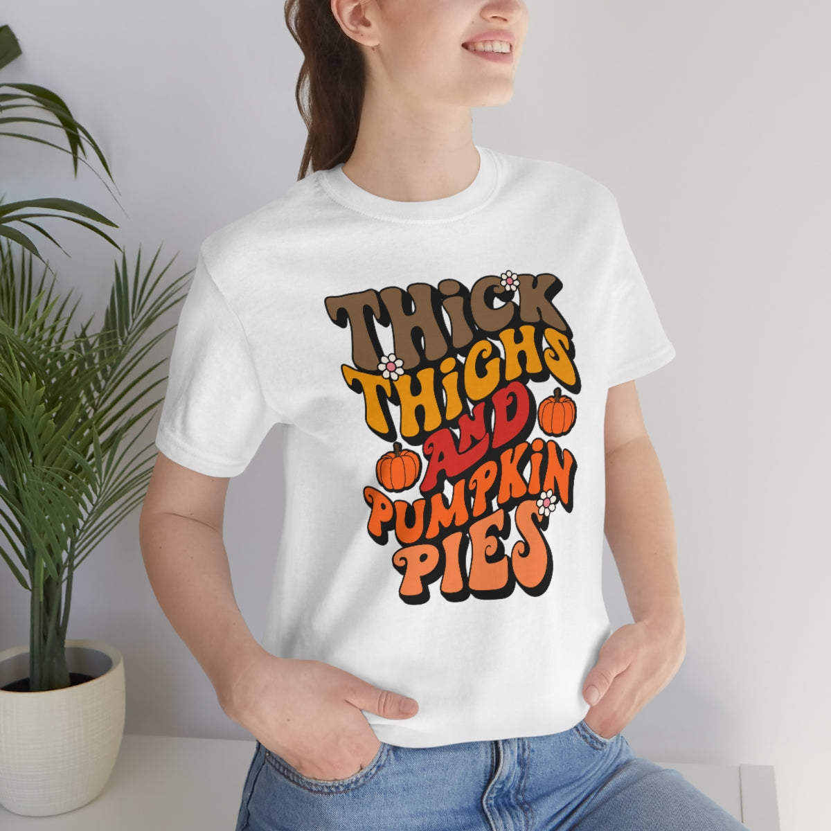 Thick Thighs Pumpkin Pies Unisex Jersey Short Sleeve Tee
