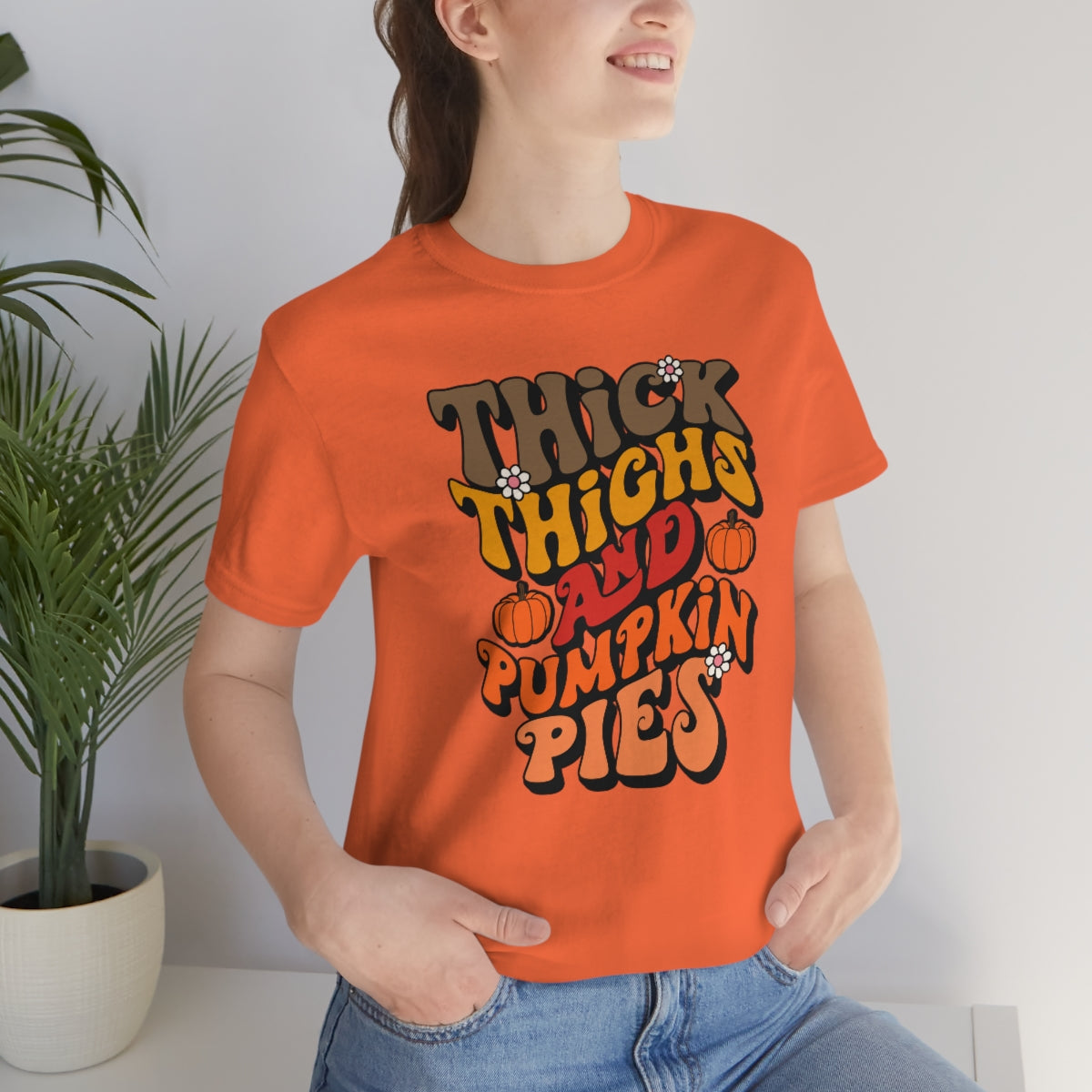 Thick Thighs Pumpkin Pies Unisex Jersey Short Sleeve Tee