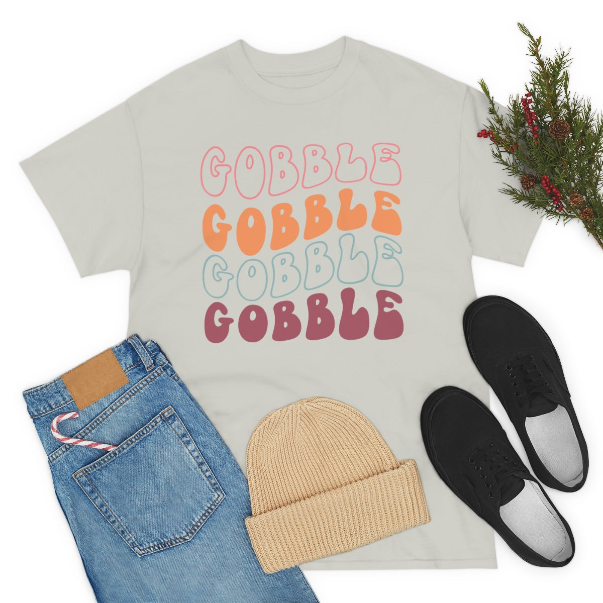 Gobble Gobble Thanksgiving Shirt, Thanksgiving Tee, Thanksgiving, Retro Shirt, Groovy Text Shirt, Gifts for Anyone