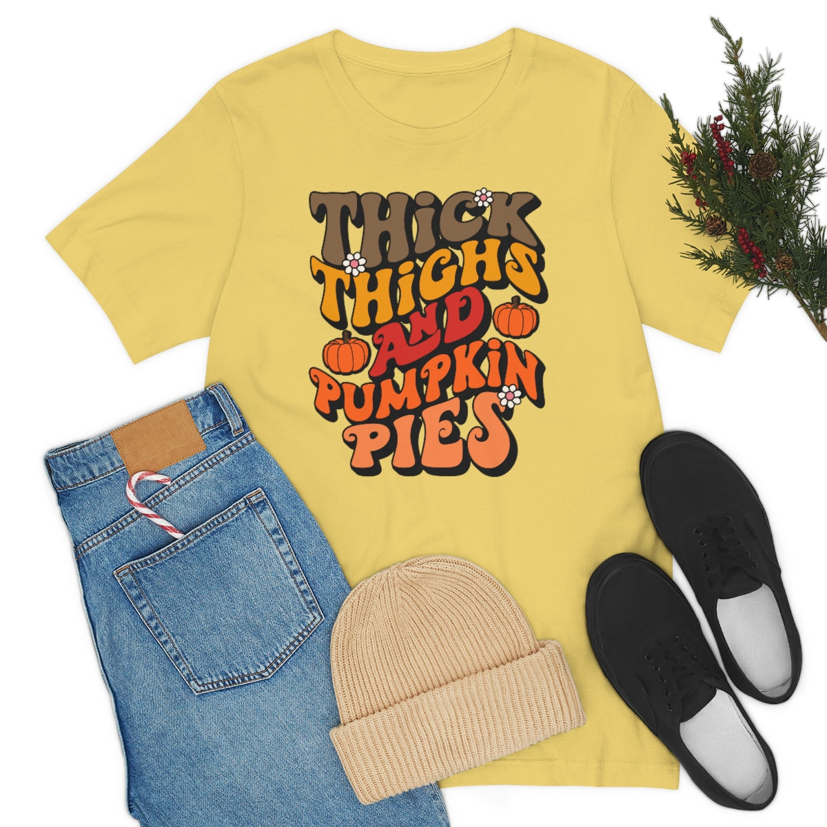 Thick Thighs Pumpkin Pies Unisex Jersey Short Sleeve Tee
