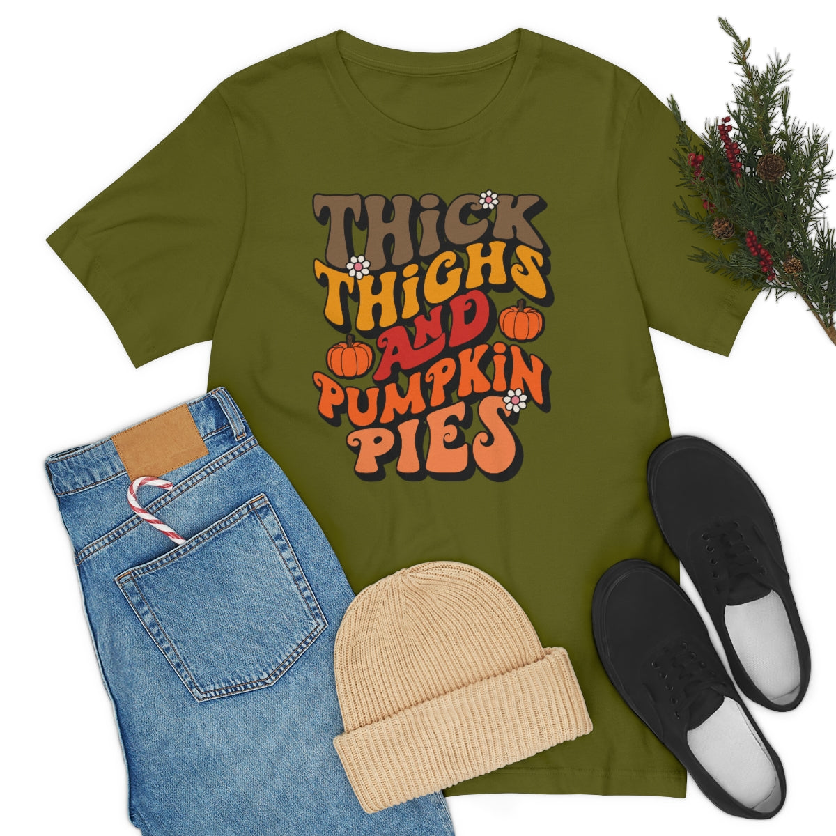 Thick Thighs Pumpkin Pies Unisex Jersey Short Sleeve Tee