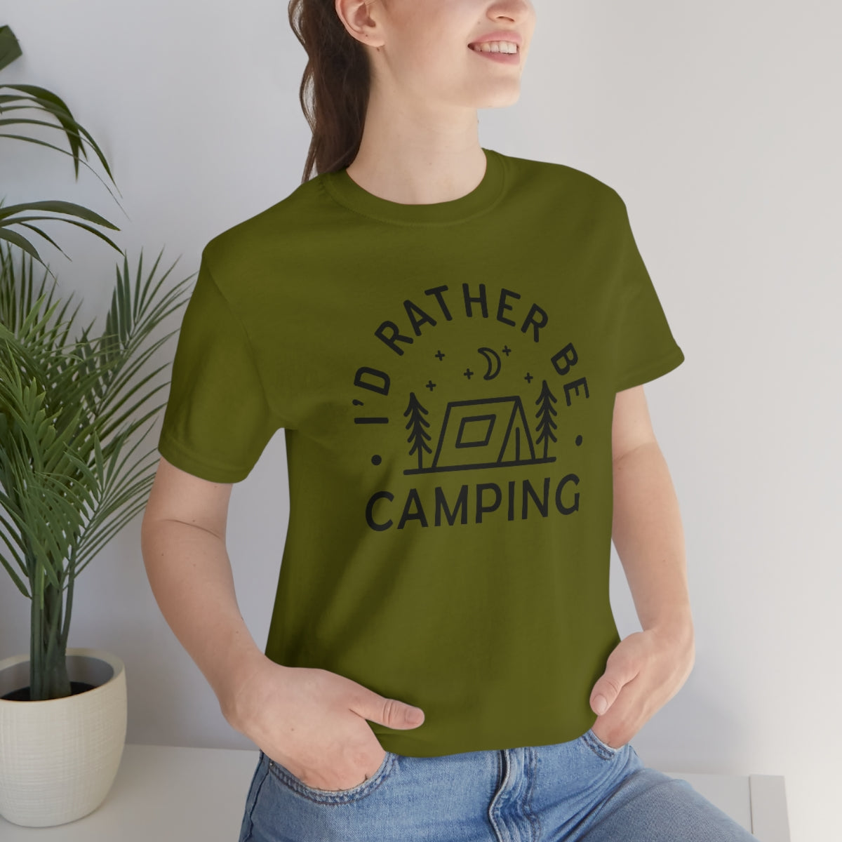 I'd Rather Be Camping Unisex Jersey Short Sleeve Tee