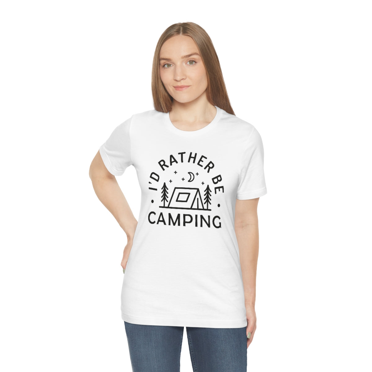 I'd Rather Be Camping Unisex Jersey Short Sleeve Tee