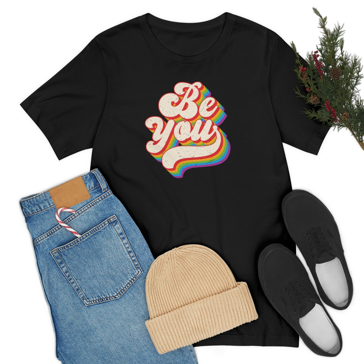 Pride Month Tee, Pride T-Shirt, Be You Pride Shirt, Be You, Gay Pride, Rainbow Retro Tee, Rainbow, Retro, Vintage Shirt, Vintage Lettering