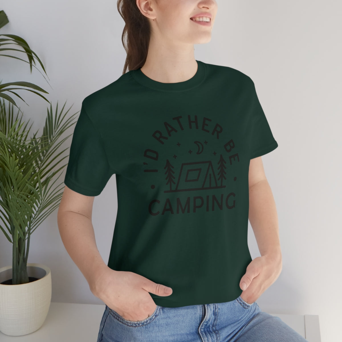 I'd Rather Be Camping Unisex Jersey Short Sleeve Tee