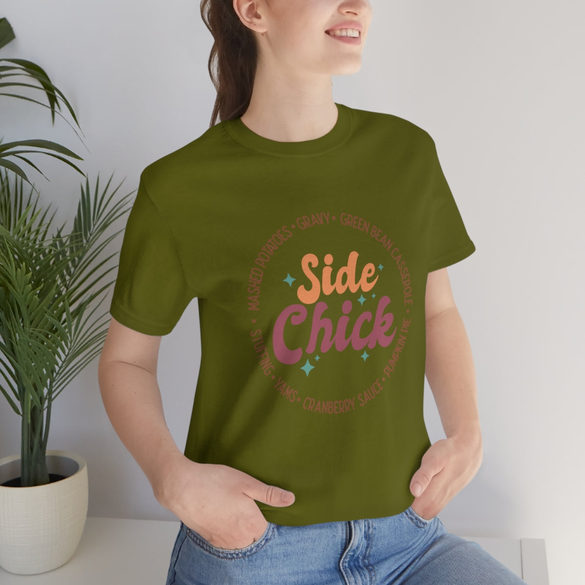 Side Chick Thanksgiving Unisex Jersey Short Sleeve Tee