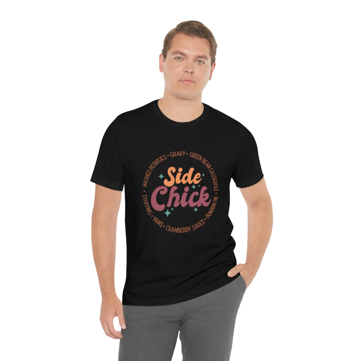 Side Chick Thanksgiving Unisex Jersey Short Sleeve Tee