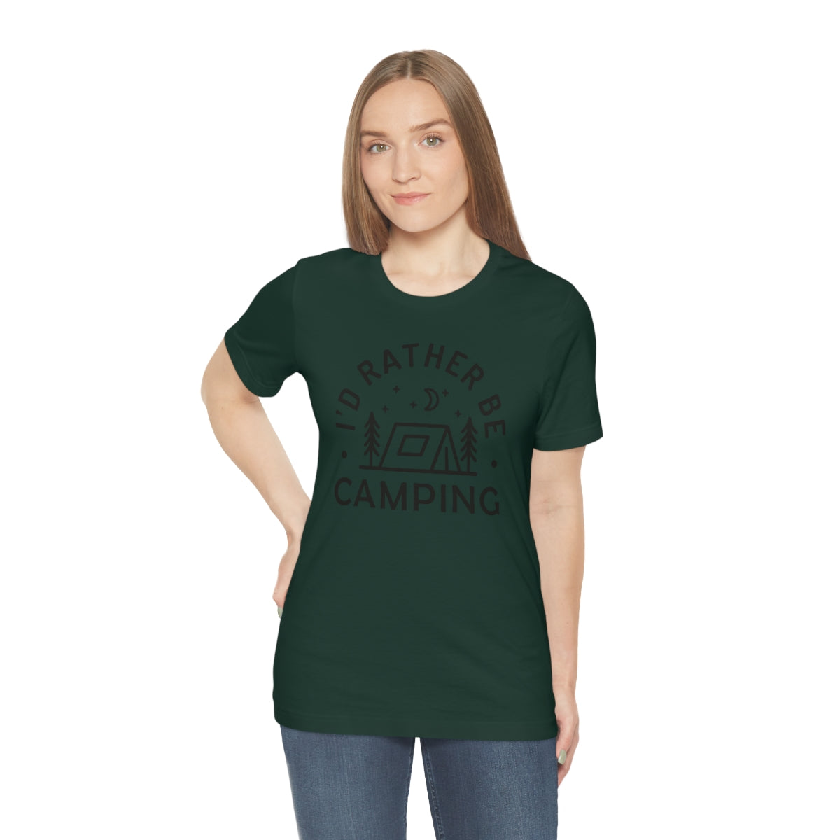 I'd Rather Be Camping Unisex Jersey Short Sleeve Tee