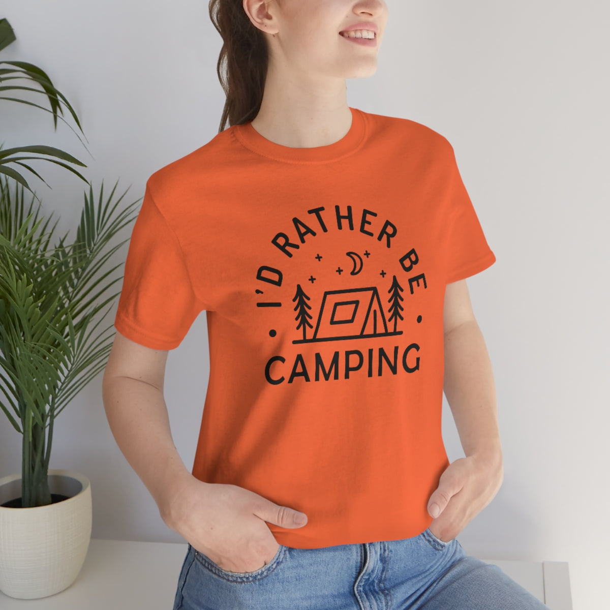 I'd Rather Be Camping Unisex Jersey Short Sleeve Tee