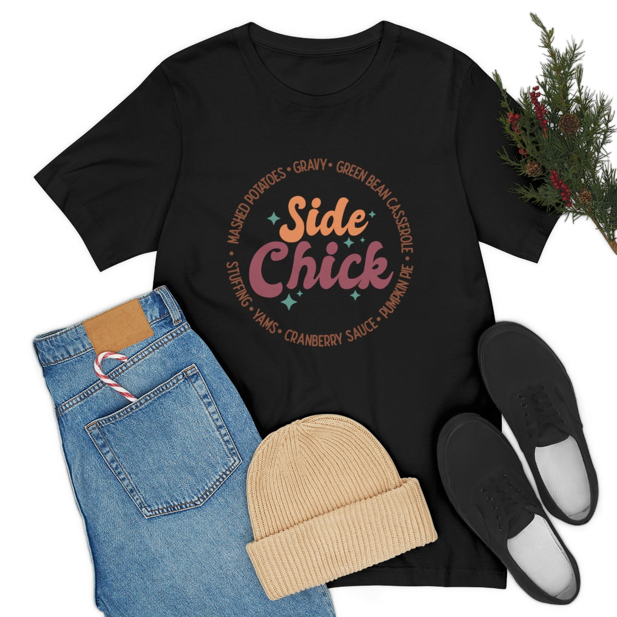 Side Chick Thanksgiving Unisex Jersey Short Sleeve Tee