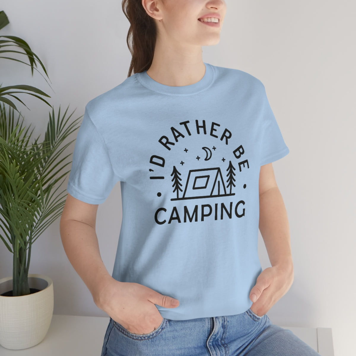 I'd Rather Be Camping Unisex Jersey Short Sleeve Tee