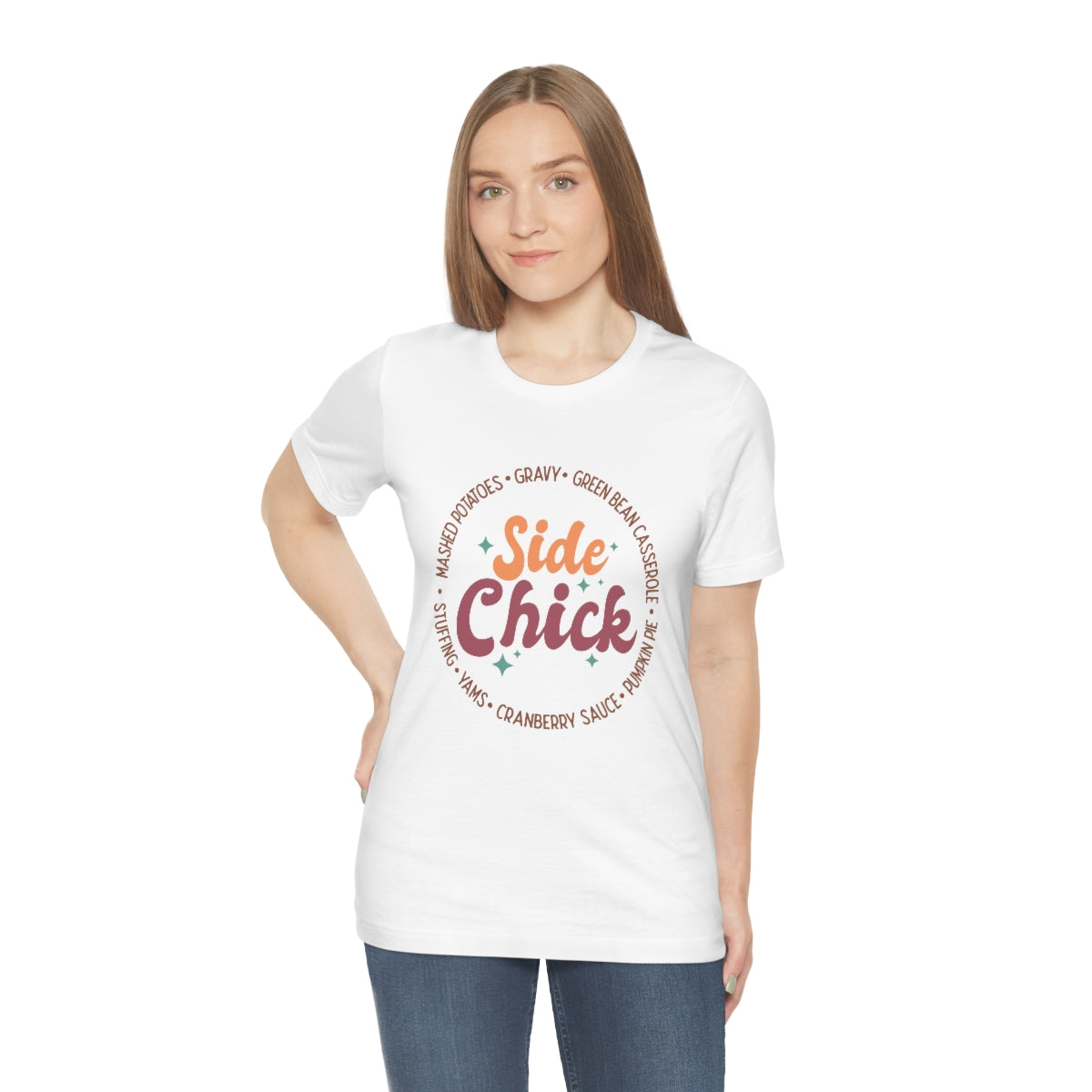 Side Chick Thanksgiving Unisex Jersey Short Sleeve Tee