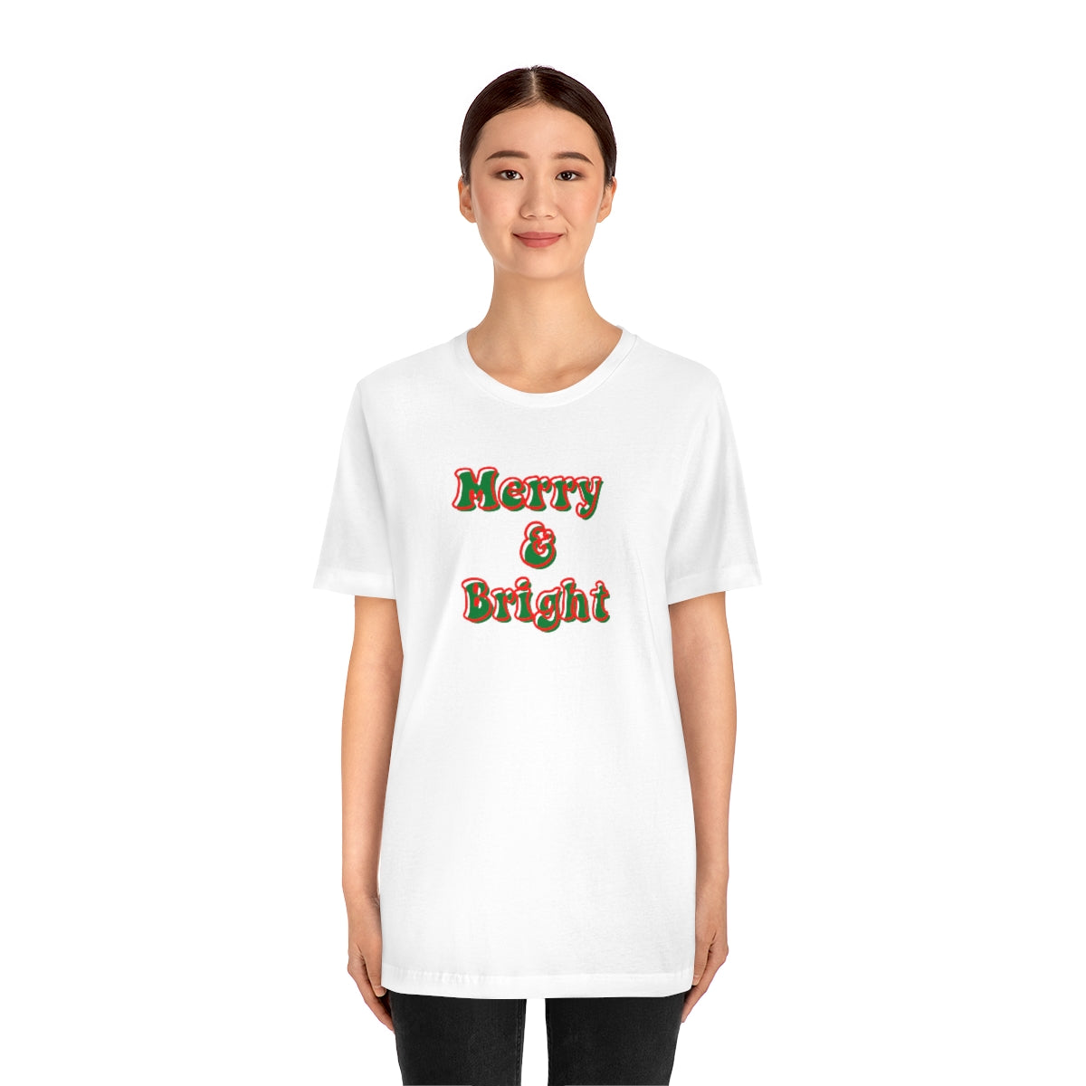 Merry and Bright Christmas Tee, Women's Christmas Shirt, Christmas Shirt for Her, Cute Xmas Gift for Her, Women's Christmas Shirt