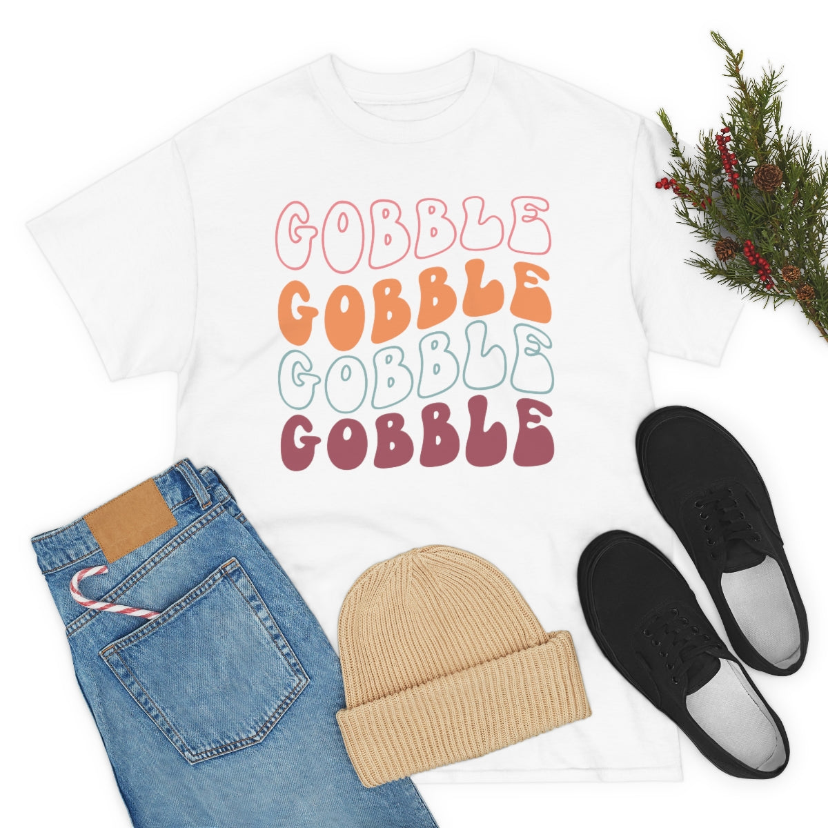 Gobble Gobble Thanksgiving Shirt, Thanksgiving Tee, Thanksgiving, Retro Shirt, Groovy Text Shirt, Gifts for Anyone