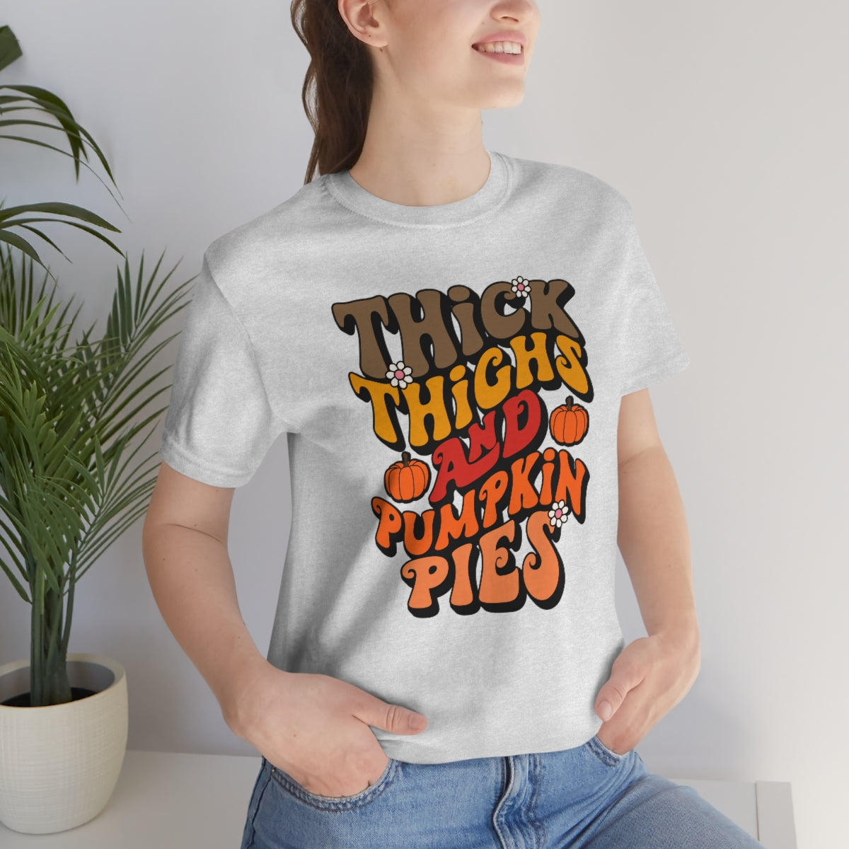 Thick Thighs Pumpkin Pies Unisex Jersey Short Sleeve Tee