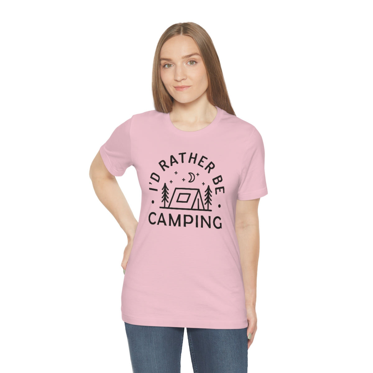 I'd Rather Be Camping Unisex Jersey Short Sleeve Tee
