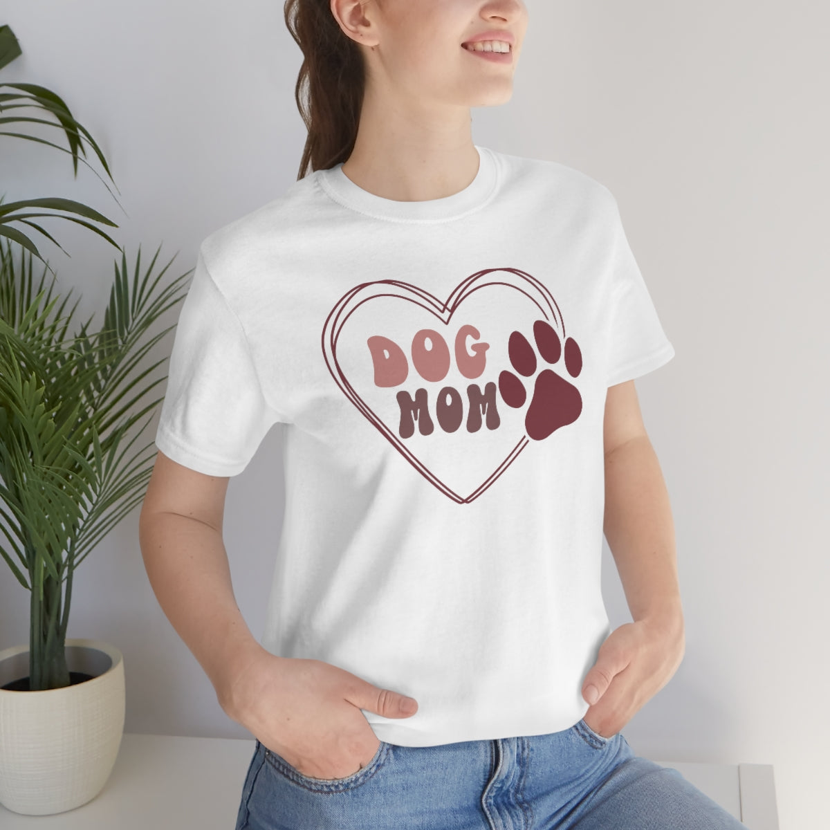 Dog Mom Heart Unisex Jersey Short Sleeve Tee