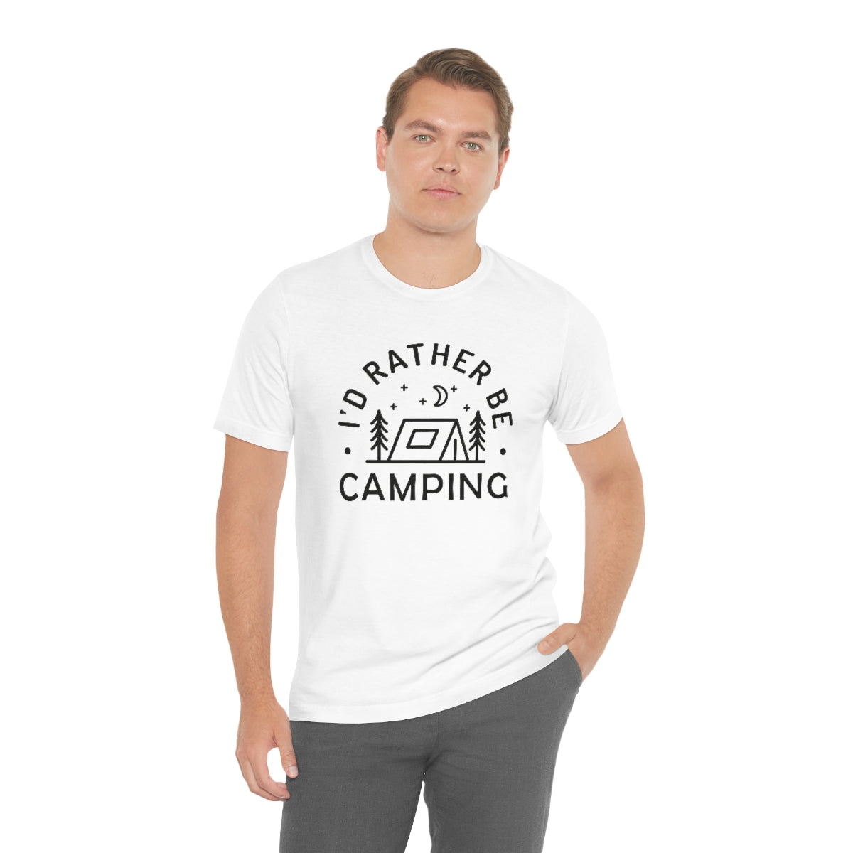 I'd Rather Be Camping Unisex Jersey Short Sleeve Tee