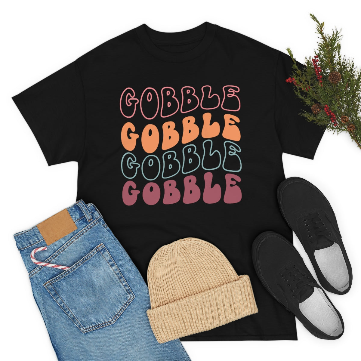 Gobble Gobble Thanksgiving Shirt, Thanksgiving Tee, Thanksgiving, Retro Shirt, Groovy Text Shirt, Gifts for Anyone