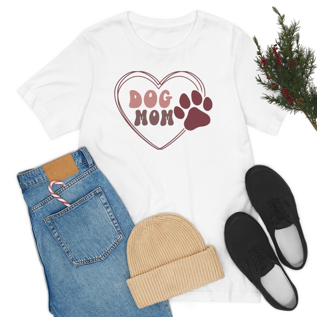 Dog Mom Heart Unisex Jersey Short Sleeve Tee
