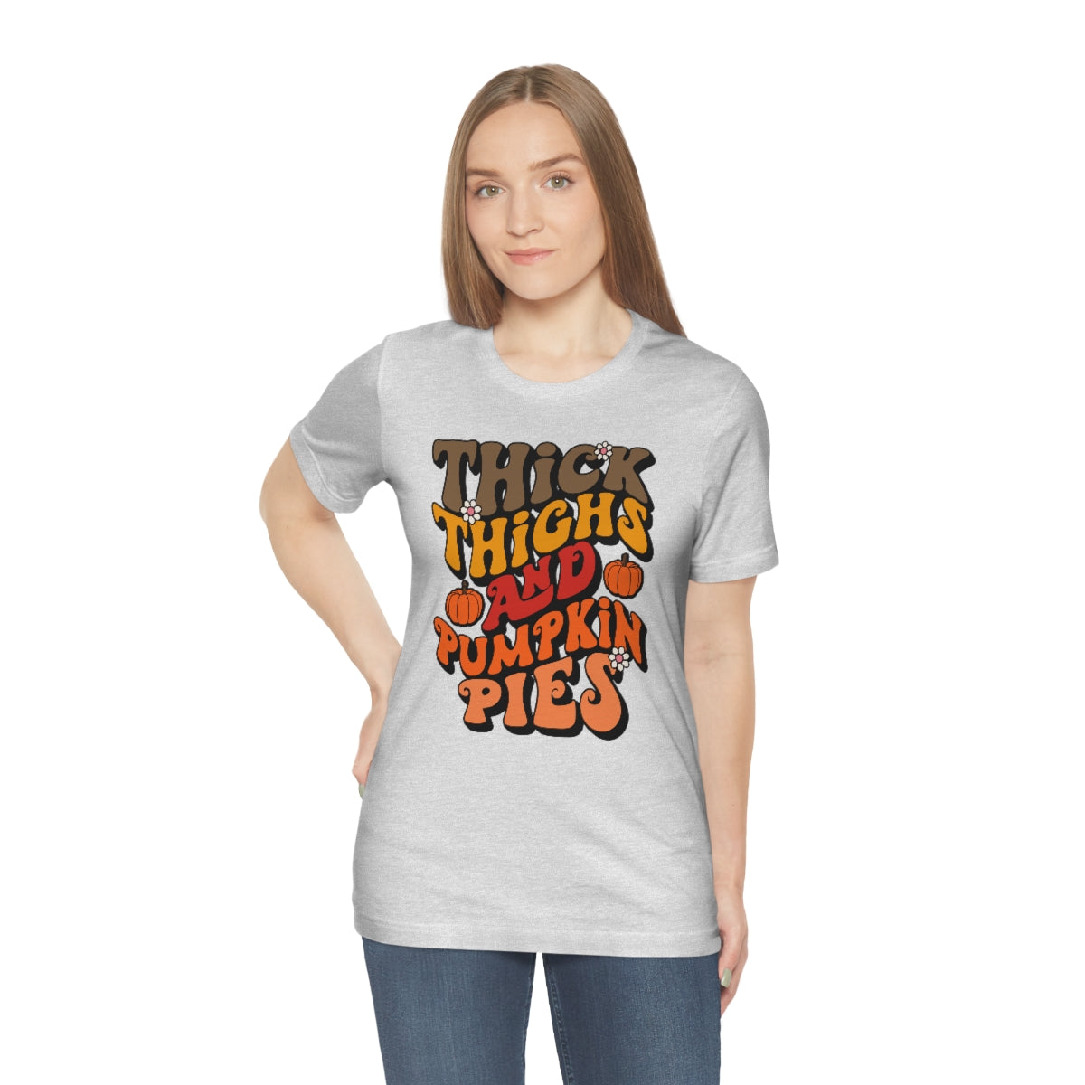 Thick Thighs Pumpkin Pies Unisex Jersey Short Sleeve Tee