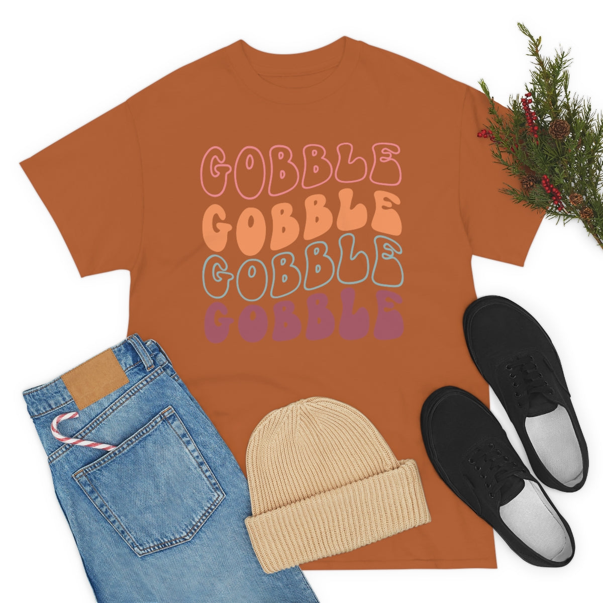 Gobble Gobble Thanksgiving Shirt, Thanksgiving Tee, Thanksgiving, Retro Shirt, Groovy Text Shirt, Gifts for Anyone