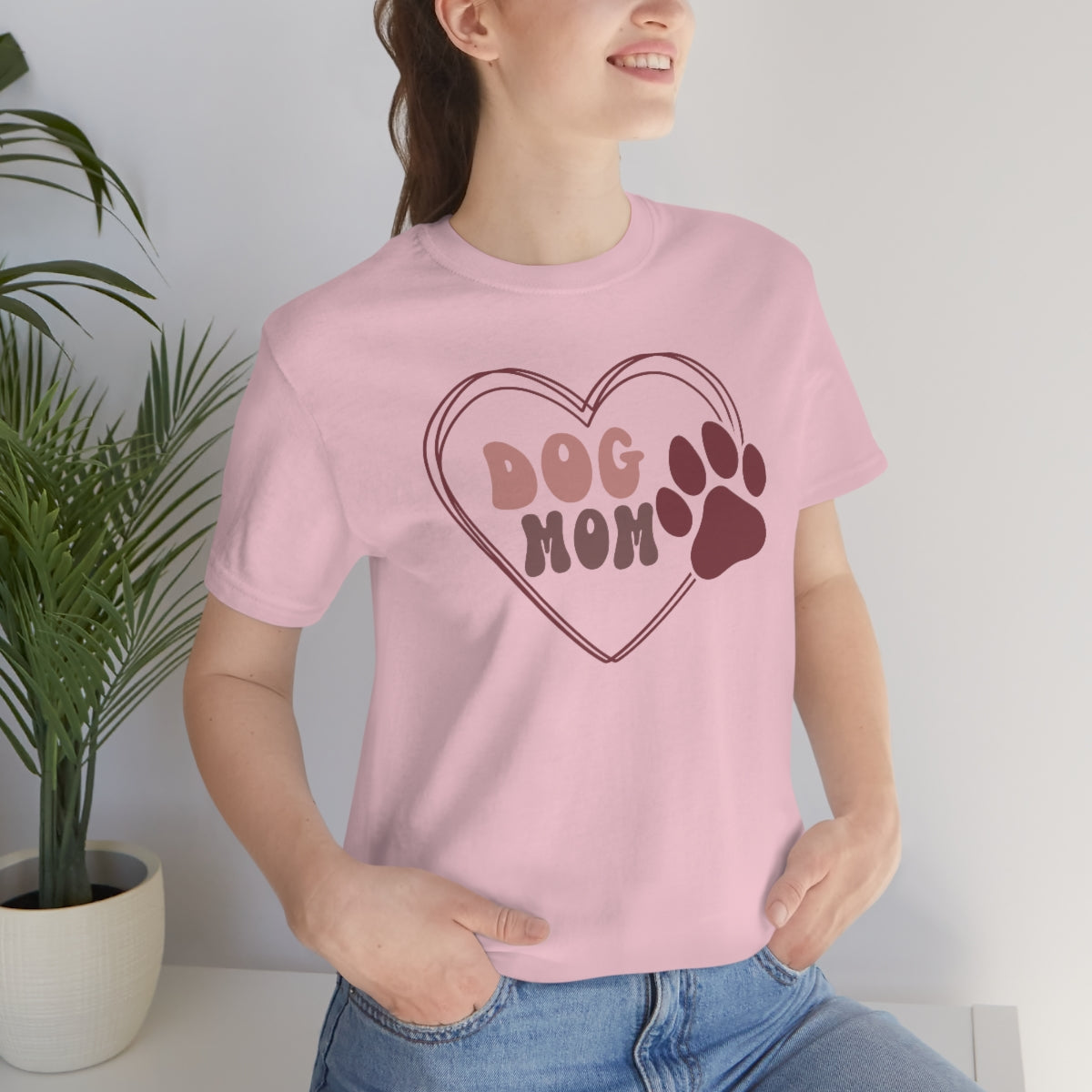 Dog Mom Heart Unisex Jersey Short Sleeve Tee