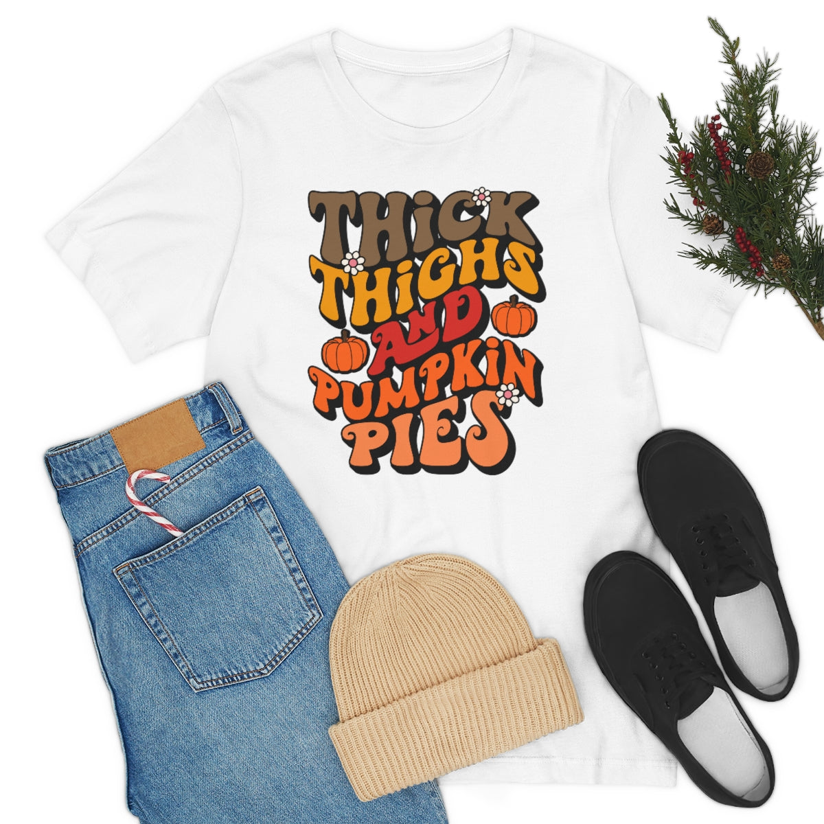Thick Thighs Pumpkin Pies Unisex Jersey Short Sleeve Tee