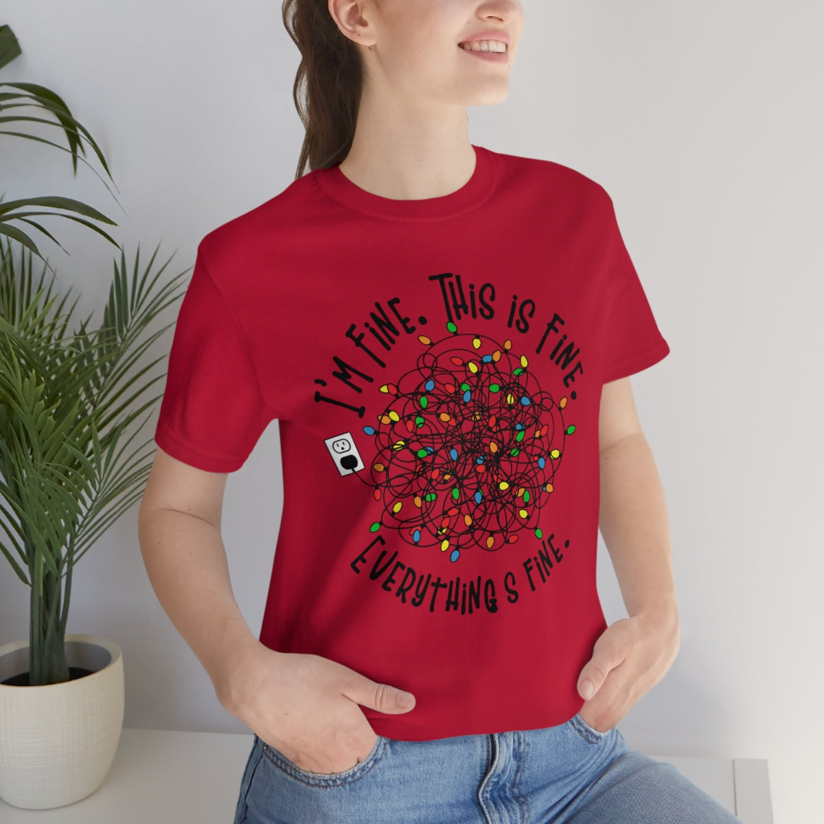 Christmas TShirt, This Is Fine, Christmas Lights, Christmas, Holiday Shirt, Anxiety Tee, Funny T-Shirt, X-mas, Gifts for Her, Gifts for Him