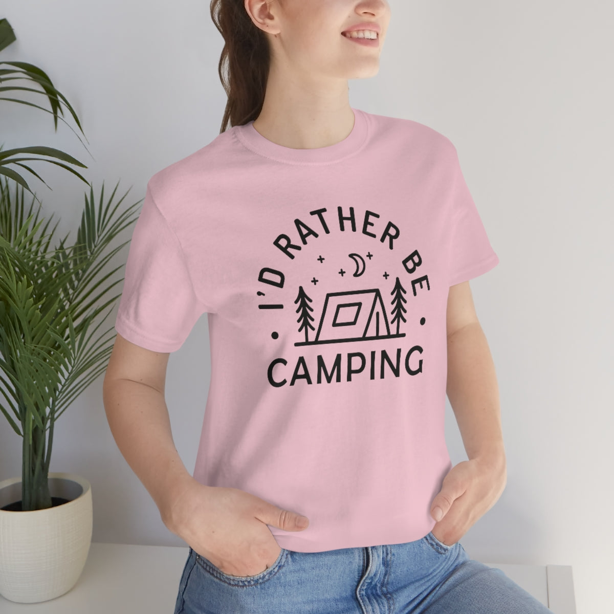 I'd Rather Be Camping Unisex Jersey Short Sleeve Tee