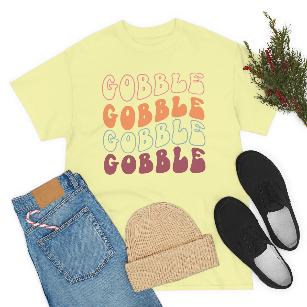 Gobble Gobble Thanksgiving Shirt, Thanksgiving Tee, Thanksgiving, Retro Shirt, Groovy Text Shirt, Gifts for Anyone