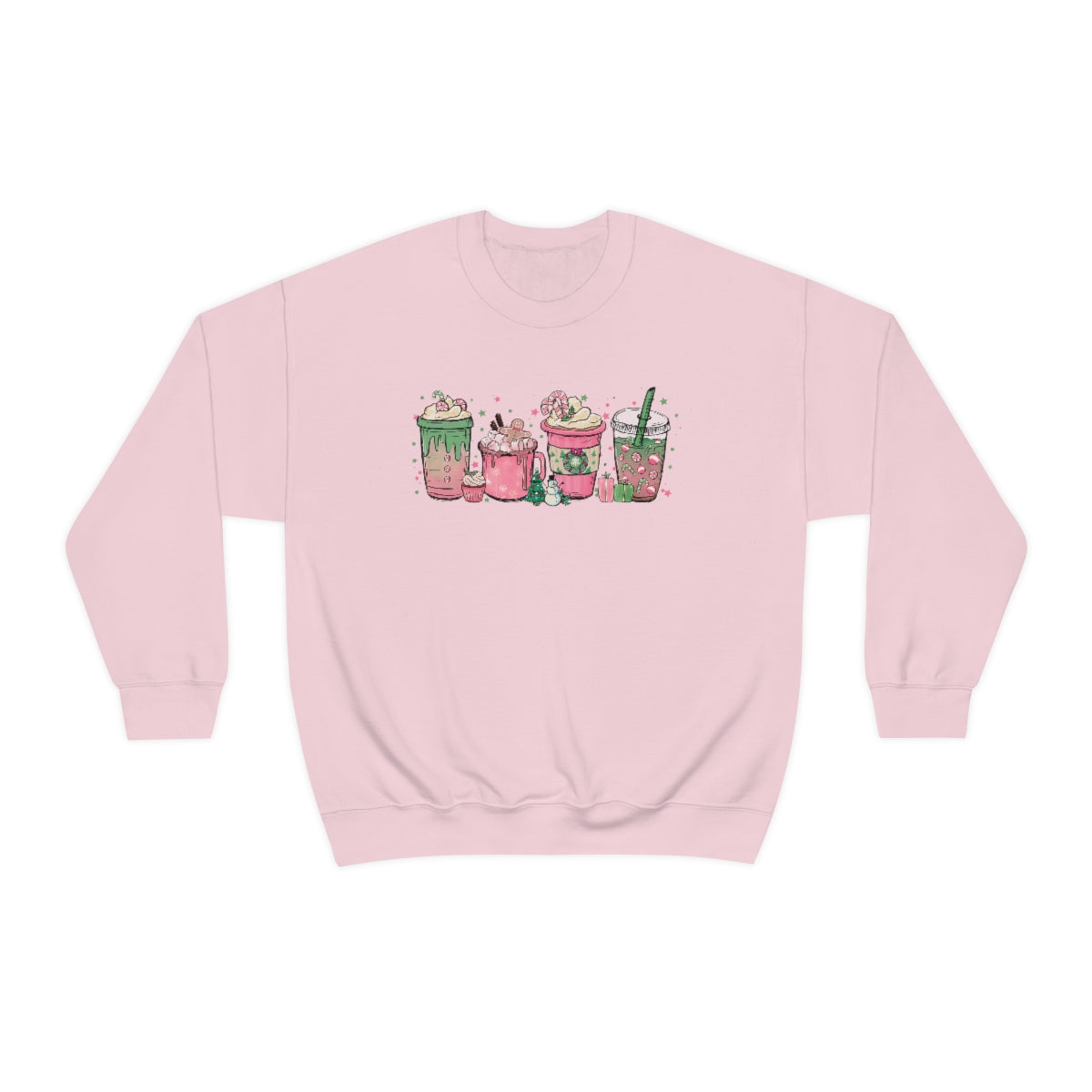 Pink Coffee Sweatshirt, Christmas coffee Sweatshirt, Coffee Lover gift, Latte drink Crewneck, women Holiday sweater, Starbuck Lover Gifts