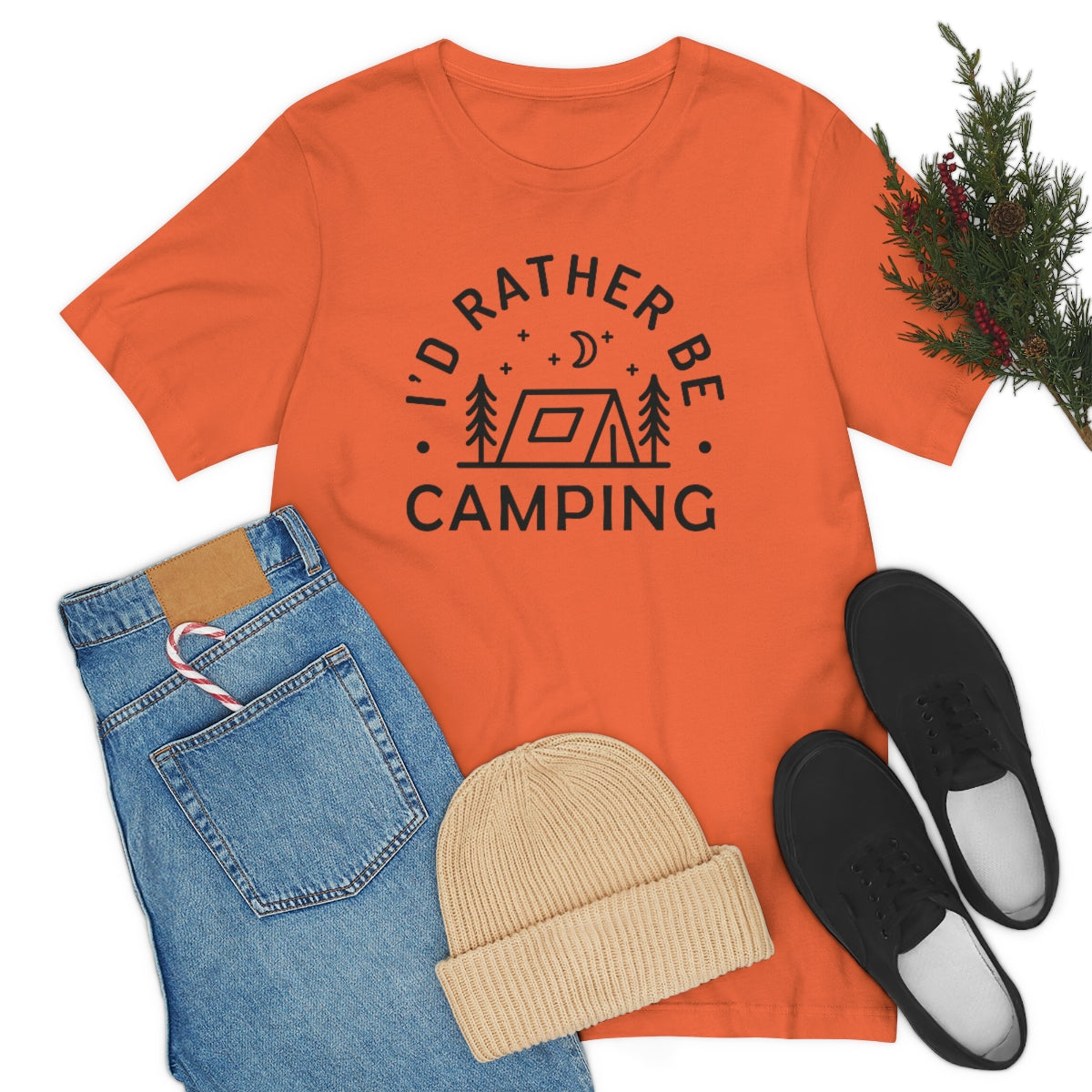 I'd Rather Be Camping Unisex Jersey Short Sleeve Tee