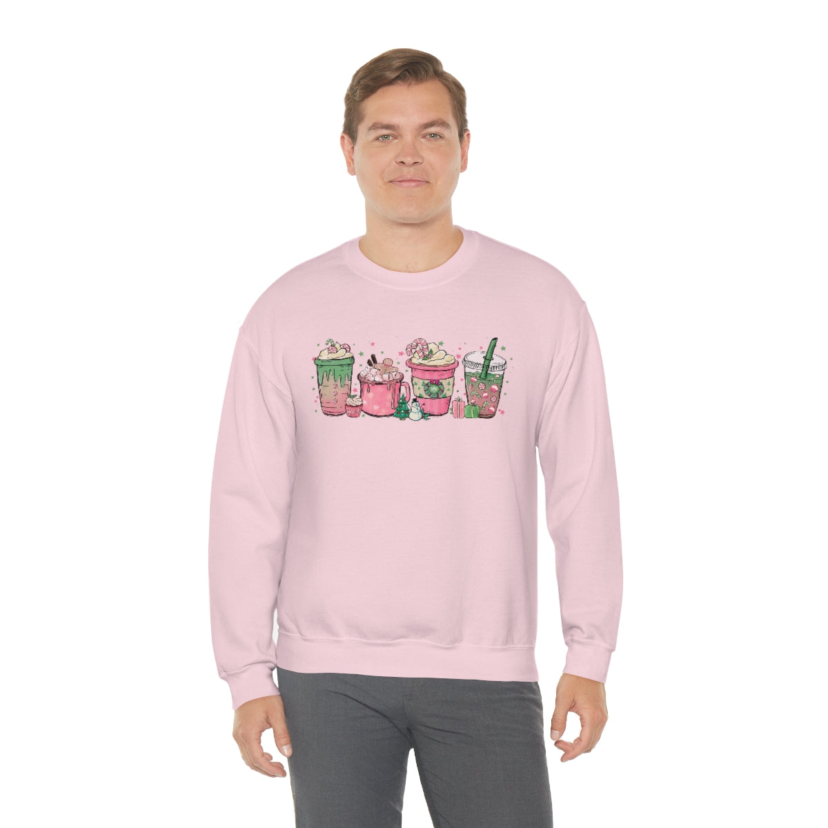 Pink Coffee Sweatshirt, Christmas coffee Sweatshirt, Coffee Lover gift, Latte drink Crewneck, women Holiday sweater, Starbuck Lover Gifts