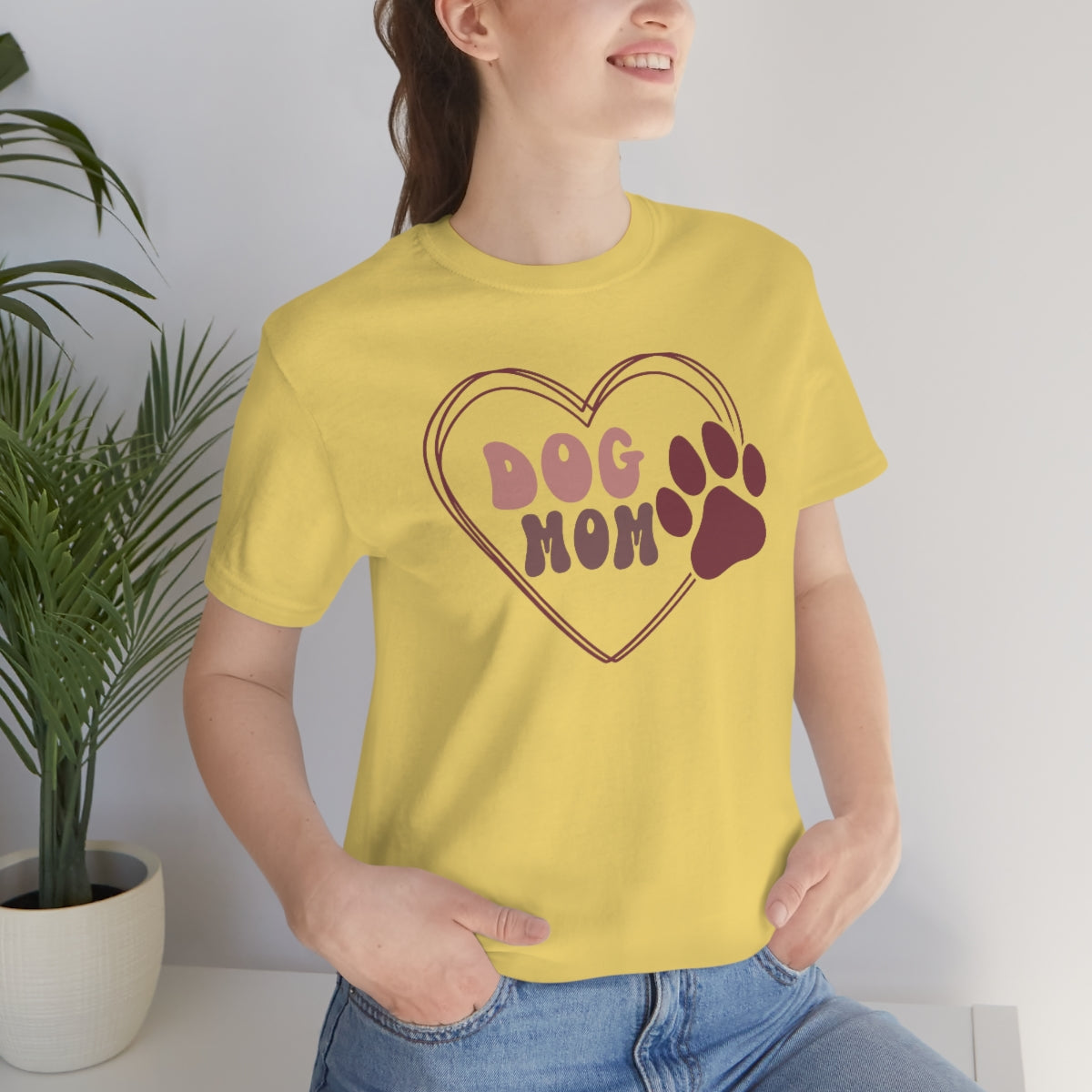 Dog Mom Heart Unisex Jersey Short Sleeve Tee